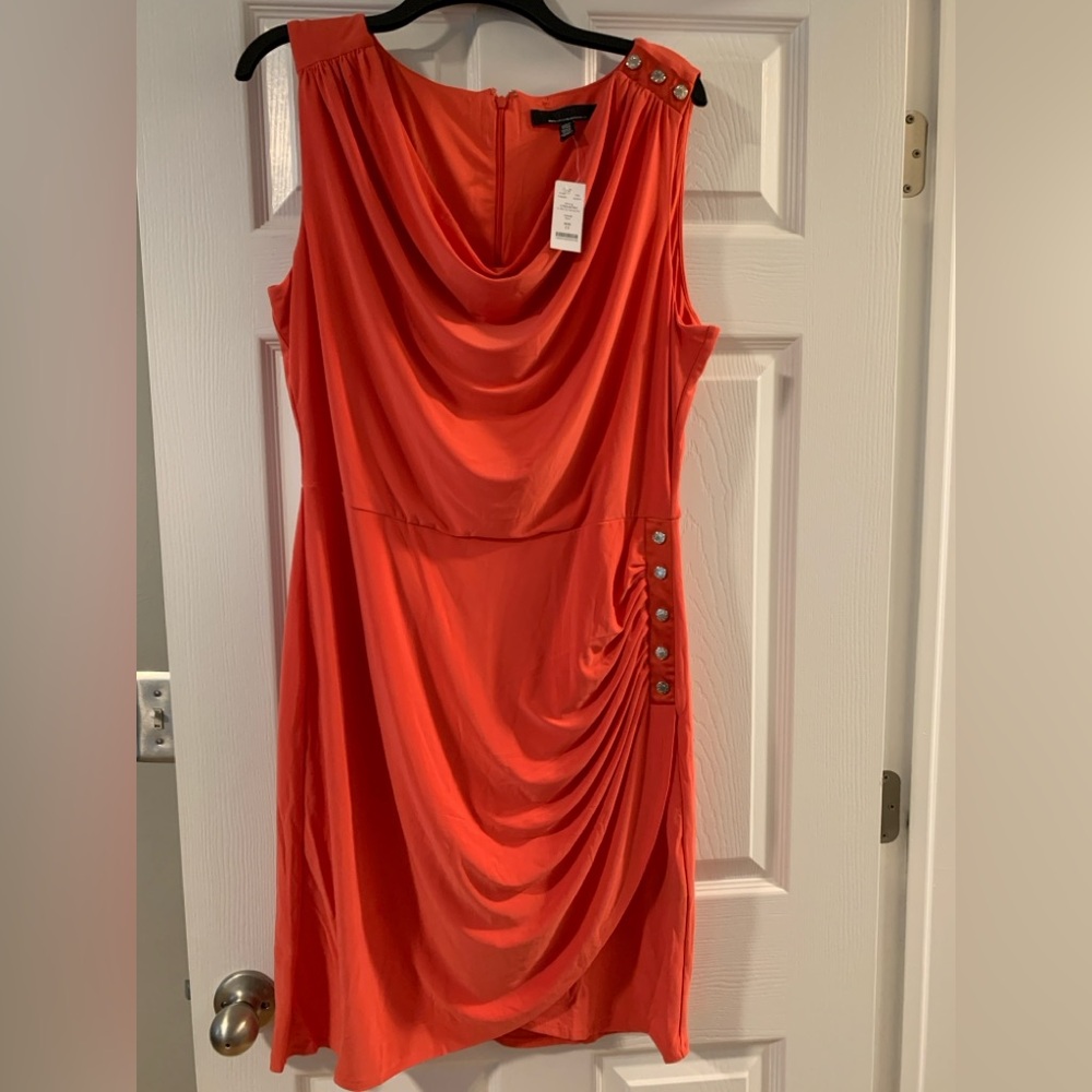 White House Black Market Asymmetrical Orange Dress